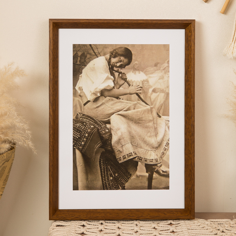 [Customized Products Consult Customer Service] Picture Frame Mounting Frame Walnut Color Wall Hanging Solid Wood Large Photo Frame Oil Painting Outer Frame Customization