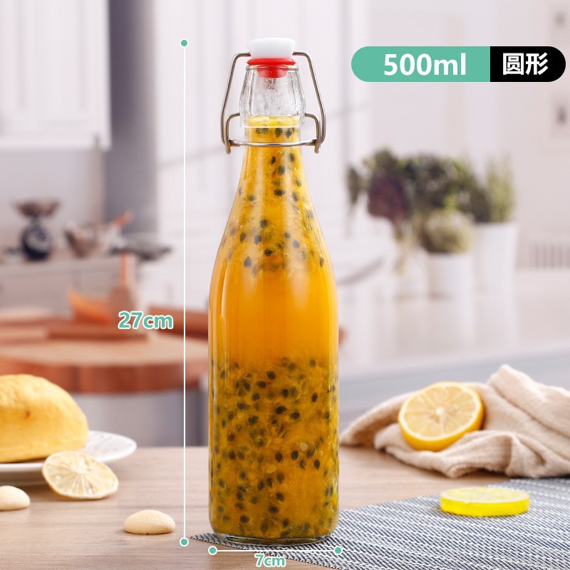 Botella de Vidrio para Jugos y Enzimas Hermética Reutilizable para Conservación de Bebidas