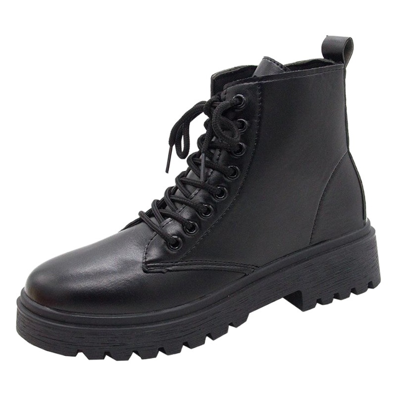 Botas cortas de otoño e invierno para mujer botas individuales 2022 nuevo estilo de tacón grueso casual plano con cordones cremallera lateral tacones altos Martin botas de moda