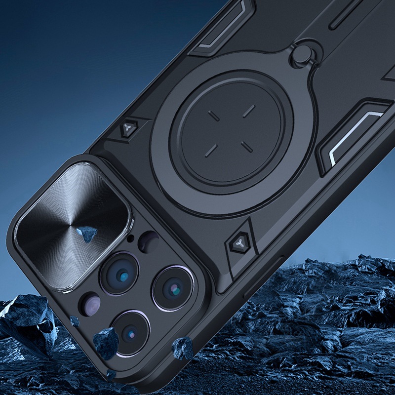 Suitable for iPhone 15 ProMax phone case, Apple 14 Shangpu window ring holder, protective case S23 red rice_voghion.com