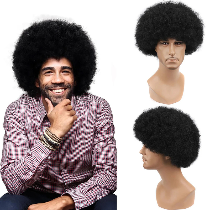 European and American men's foreign trade fan wig female hair African small curly caterpillar fluffy explosive head short hair micro curly hair