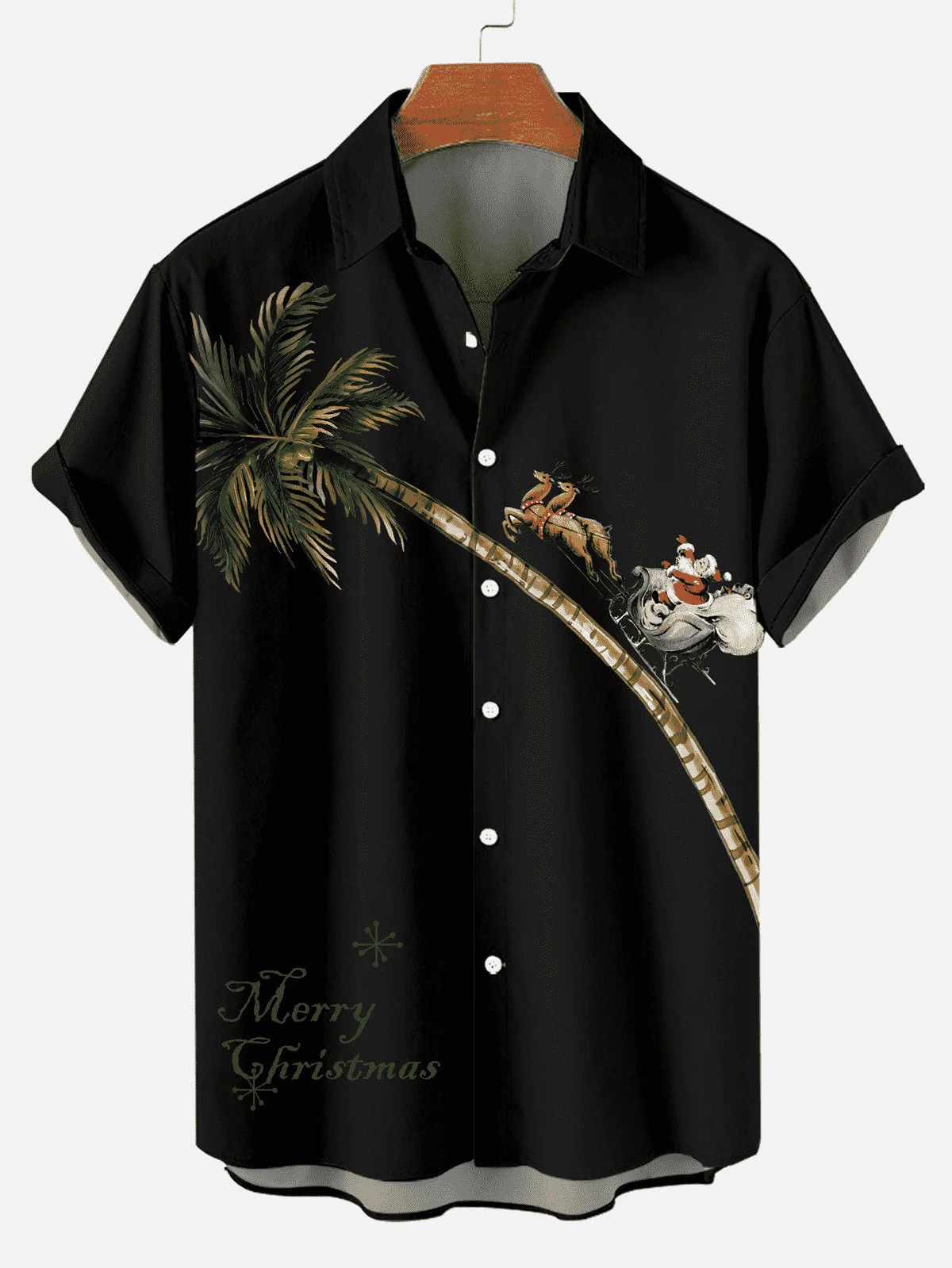 Camisa de manga corta de venta caliente de hombre de talla extra grande de comercio exterior Santa Claus Camisa de solapa de manga corta transfronteriza con impresión digital 3D