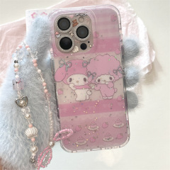闪片草莓甜品美乐蒂小羊适用iPhone16苹果15ProMax手机壳14少女13