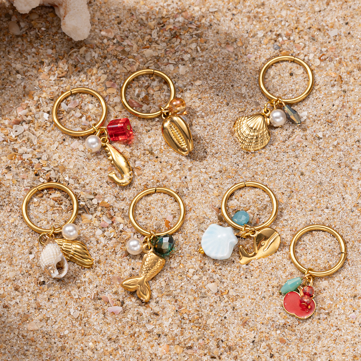 Anillo de acero inoxidable europeo y americano de Tena, lujo ligero, sentido de alta gama, estilo de playa marina, anillo de acero de titanio, diseño de nicho femenino