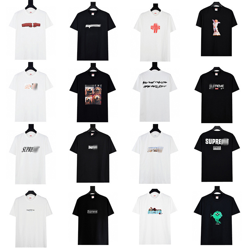 Heavyweight Cross-Border American Fashion Supreme Letter Print T-Shirt Box Round Neck Short Sleeve Unisex Loose Casual T-Shirt for Men and Women Heavyweight Cross-Border American Fashion Supreme Letter Print T-Shirt Box Round Neck Short Sleeve Unisex Loose Casual T-Shirt for Men and Women