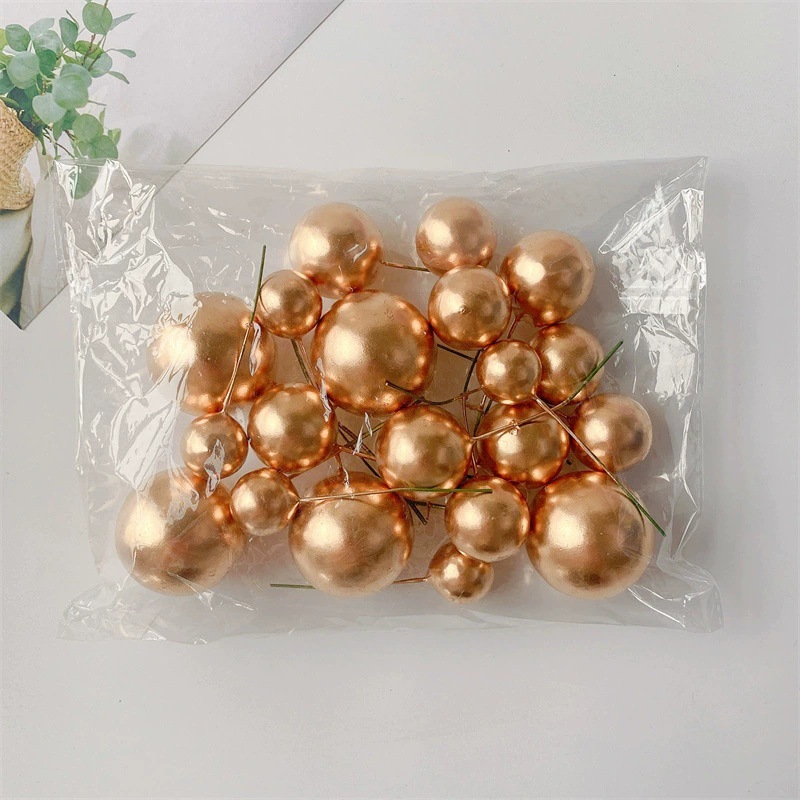 Decoración de pastel bola de oro bola de plata inserción fiesta de cumpleaños horneado mesa de postres decoración macarón bola de color image 11