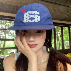 韩系复古小众爱心数字平檐棒球帽女夏季薄款透气显脸小鸭舌帽子潮