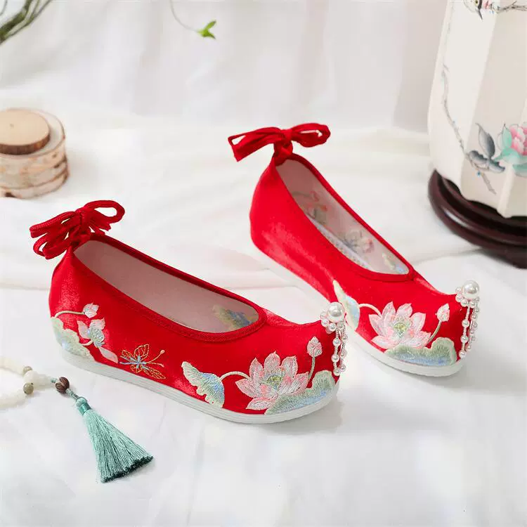 Bihe 2023 Новый стиль Collocation Антикварная обувь ханьфу Женская обувь с вышивкой Туфли с внутренней высотой арки