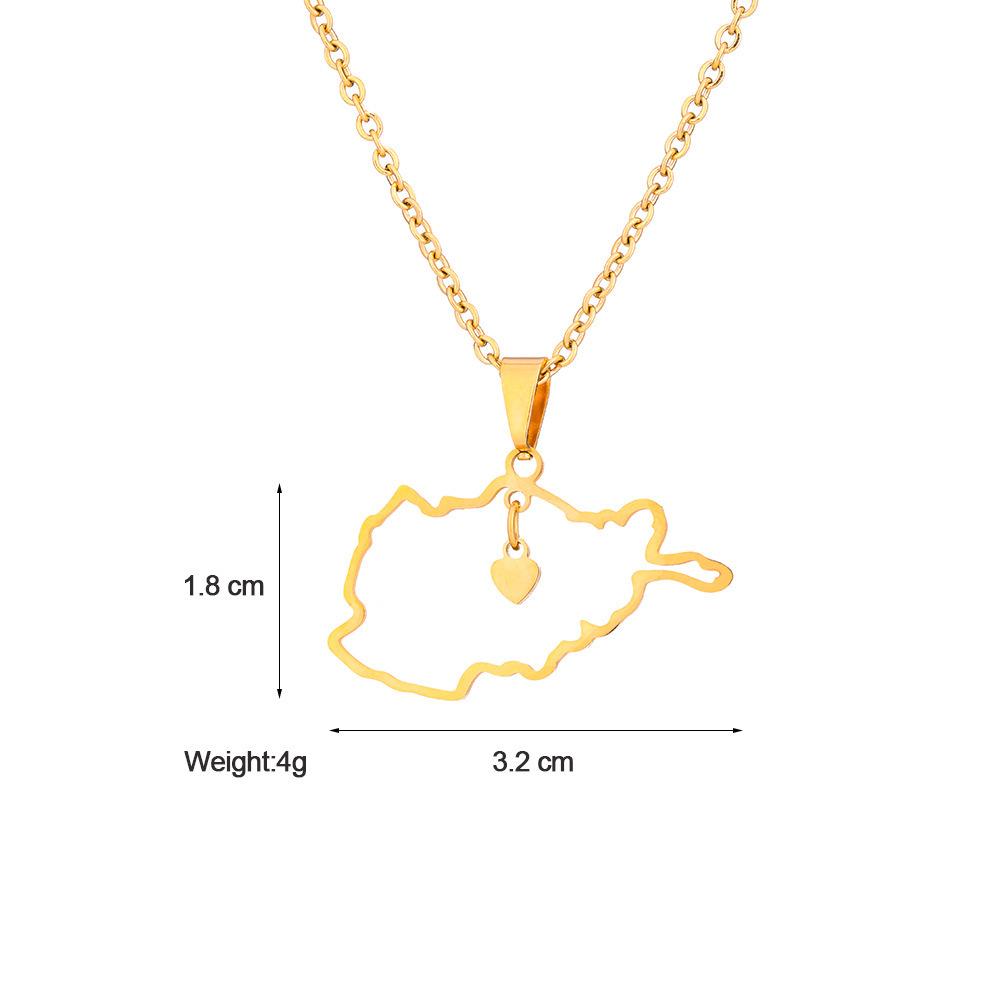 Edelstahl Afghanistan Karte Halskette Paar Stil Ethno-Stil beliebte Persönlichkeit Öltropfen Titan Stahl Zubehör_voghion.com