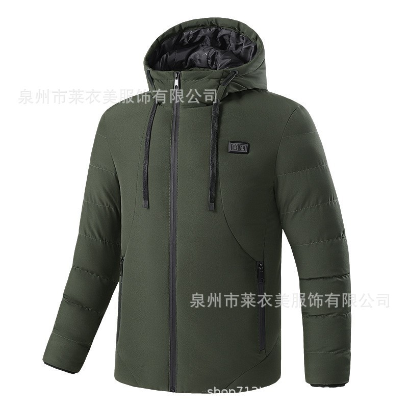 電気加熱綿服ダブルコントロール11区冬カジュアルファッション厚手純色コートusb充電保温綿服|undefined