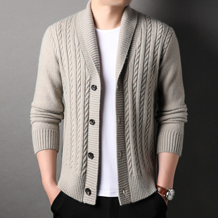 New Autumn and Winter Cardigan Men's V-Neck Long Sleeve Sweater Men's Solid Color Sweater Trendy Men's Knitted Jacket Wholesale