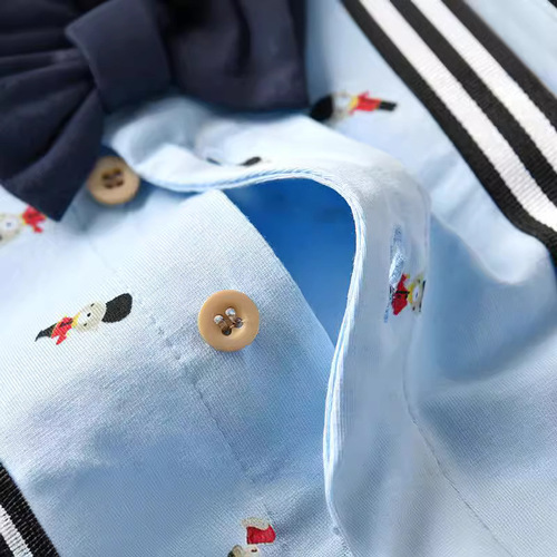 Cross-border children's summer new infant one-piece suit with gentleman bow tie, two-piece belt top for babies, full moon and first birthday.