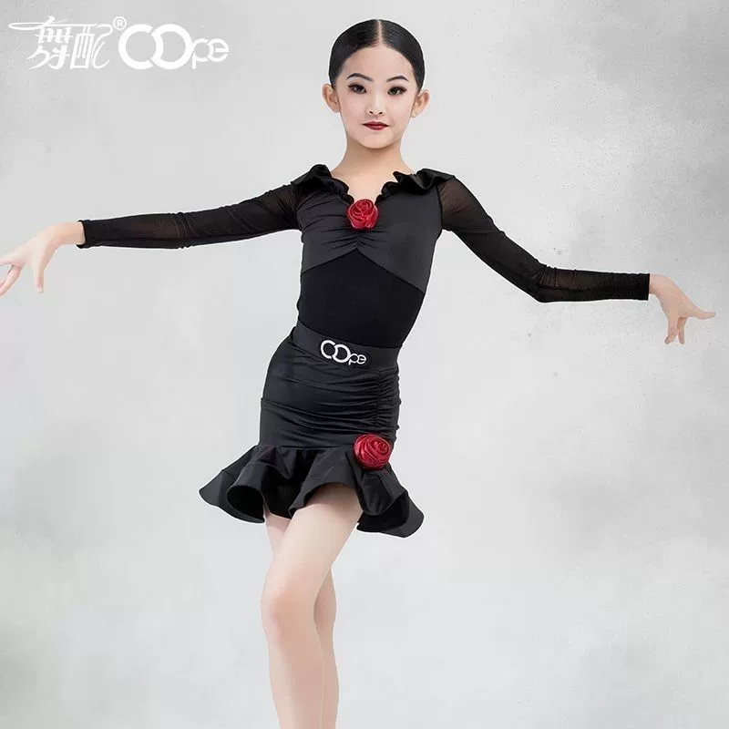Детская профессиональная танцевальная одежда с танцами, осенний новый детский тренировочный костюм для латинских танцев с длинными рукавами для девочек
