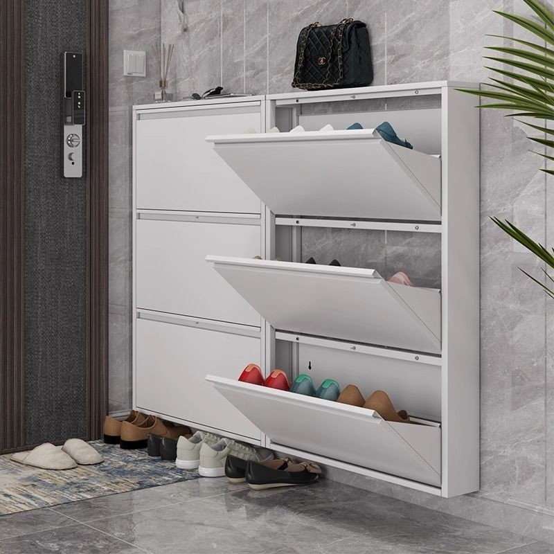 12-15cm Ultra-Thin Shoe Cabinet for Home Entrance Economical Entrance Hall Large Capacity Extremely Narrow Steel Tipping Shoe Cabinet