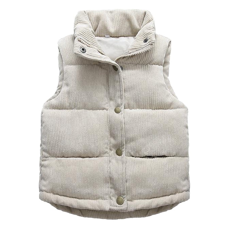 Children's Cotton Vest Autumn and Winter New Kidsren's Clothing Pure Color Outer Vest for Boys and Girls Corduroy Stand-Up Collar Vest