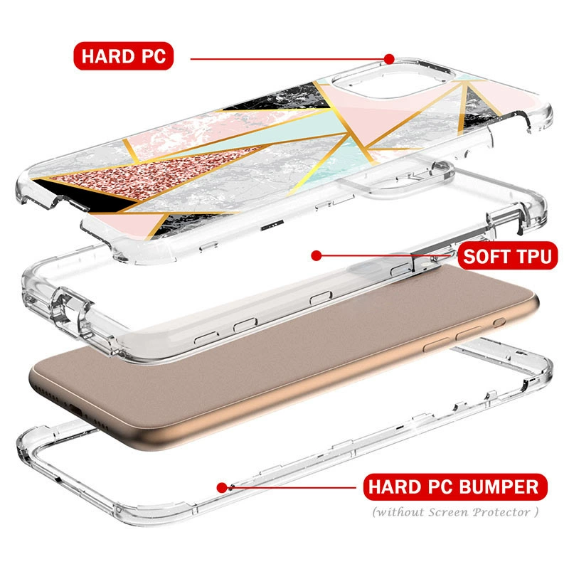 Совместимый с iPhone 17, чехол для телефона с мраморным покрытием Pro, 16 Pro Max, три в одном, защита от падений