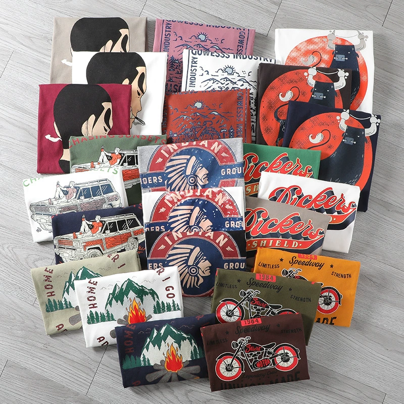 Американский кэжуал! Высококачественная мужская летняя повседневная футболка из 100 чистого хлопка с модным принтом и короткими рукавами.