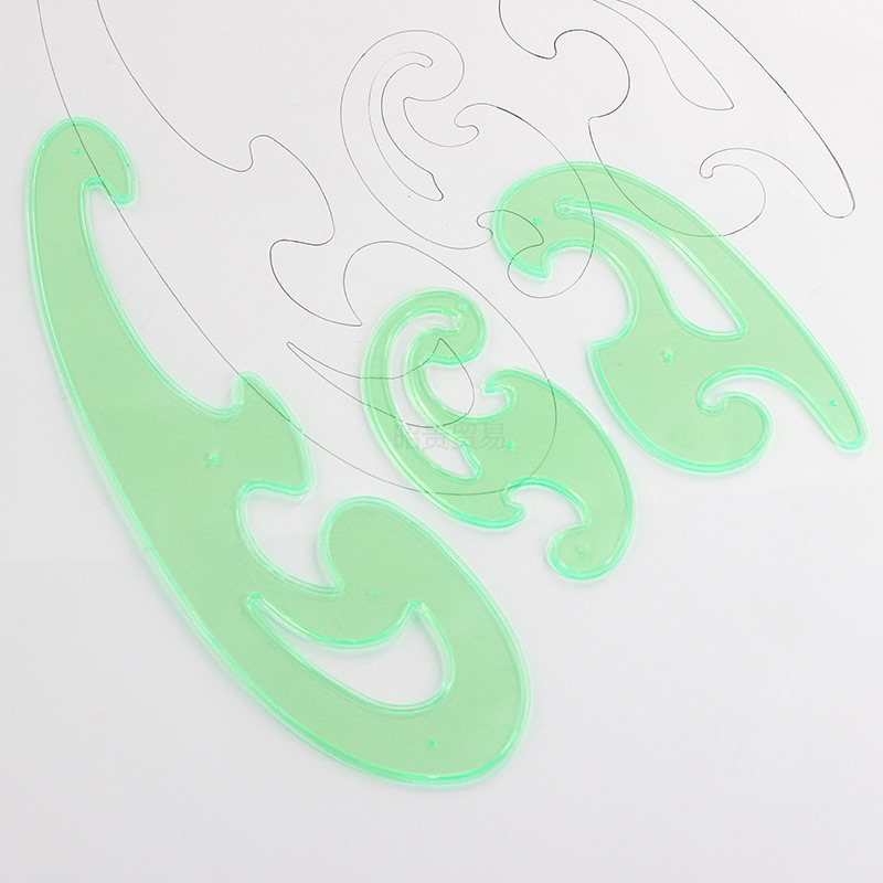 Set of Three Cloud Rulers, Curved Rulers 3-Piece Set (3 Pieces), Comic Rulers, Curved Terrain Map Clothing Template Rulers