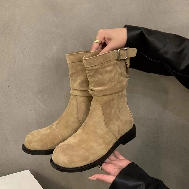 Ženske kratke hlače z ravnim dnom, nova jesensko-zimska kolekcija 2024, naložene okrogle hlače do sredine hlač, zahodnjaški kavbojski_voghion.com