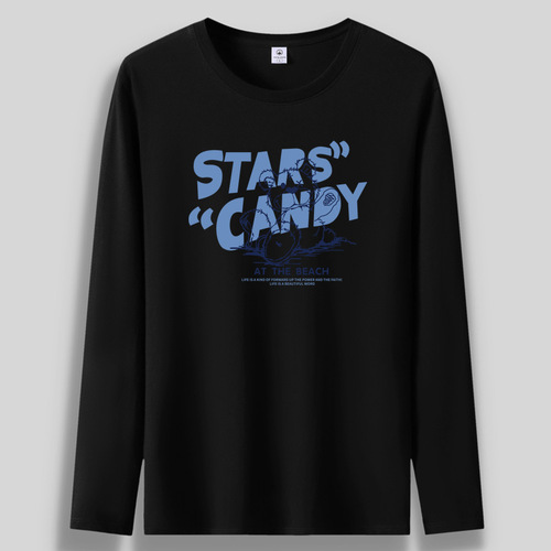 Autumn and Winter Men's Long-Sleeve T-Shirt Pure Cotton Teenager Student Casual T-Shirt Men's Sweatshirt Fashion Print