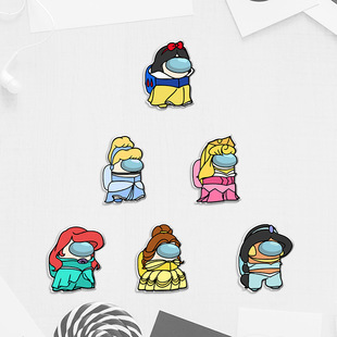 Cross-border Hot Selling 2023 Super Cute Mermaid Brooch Snow White Alice Badge Wolf Kill Accessories Collar Pin