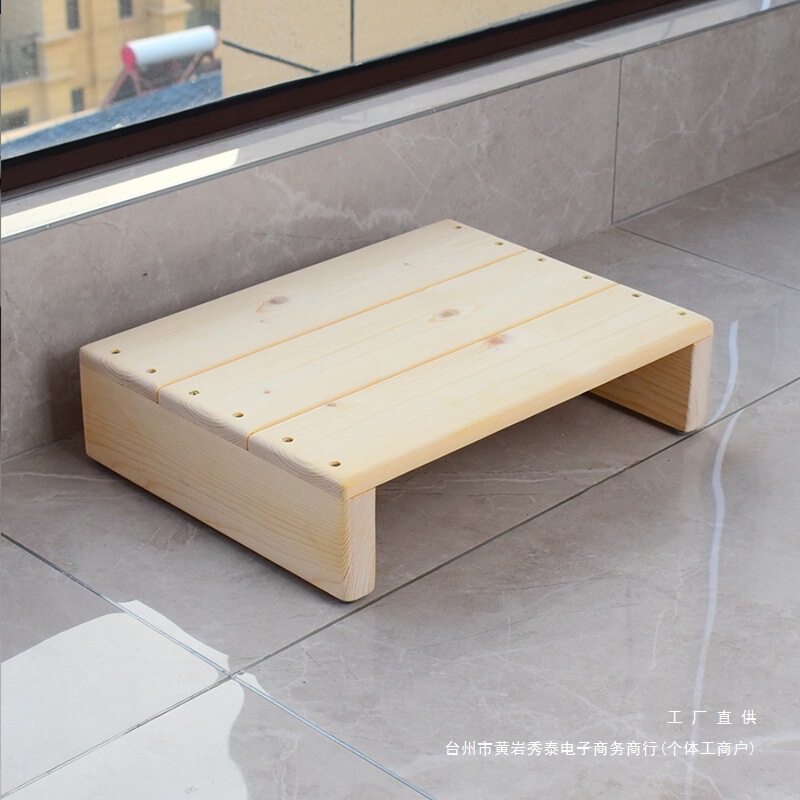 BYJ/ 实木脚踏凳台阶垫脚凳钢琴办公脚踏板地台厨房脚踩底座绢花|undefined