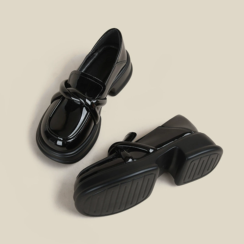 Loafers English style, shoes platform, footwear for leather shoes, 2024 years, Korean style, British style