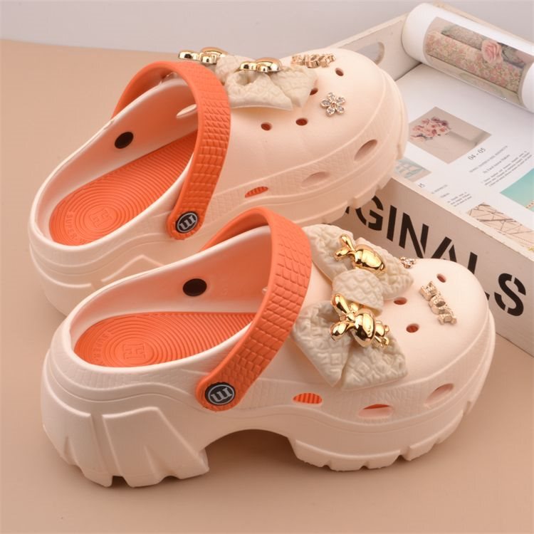 Ultra-Thick-Soled High-Heeled Women's Clogs, Breathable Outdoor Sandals, Versatile Height-Increasing Platform Shoes, Comfortable Beach Slippers