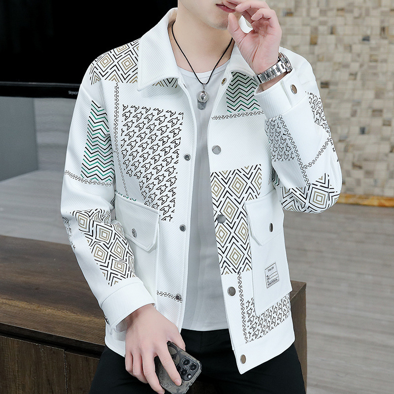 Striped Jacket Men's Spring Plaid Trendy Brand 2023 Top Spring and Autumn Style Boys' Chanel-Style Jacket Casual Versatile