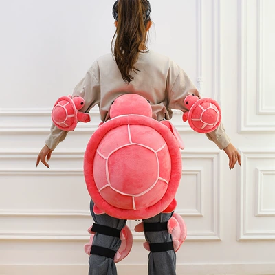 Cartoon Ski Protective Gear, Small: Oyuncaq yastıqlar - pink-turtle-hip-pads-40cm