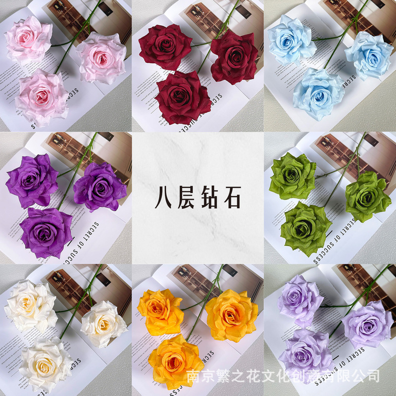 10cm Simulated Diamond Rose Flower Head Fake Flower Waterfall Wedding Flower Arrangement Decoration Corsage DIY Floral Cake Accessories