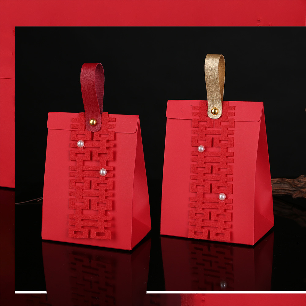 喜庆新款中式红色结婚喜糖盒子婚礼订婚礼盒糖盒中国风手提糖果盒