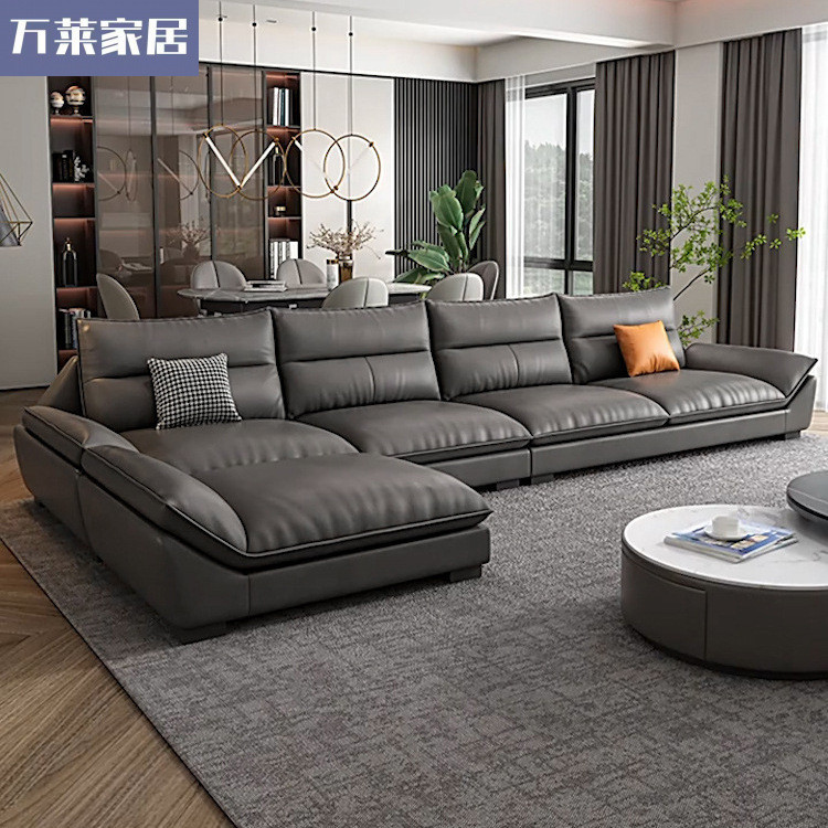 Italian Minimalist Light Luxury Straight-Row Technology Fabric Small Apartment Sofa Living Room Home Modern Simple Chaise Three-Seater