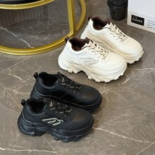 2025年新款韩版厚底老爹鞋女ins潮休闲运动小白鞋增高百搭松糕鞋-