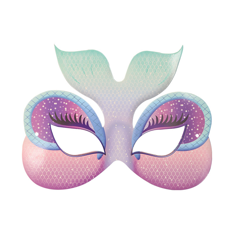 Tarjetas de papel DIY sirena carnaval nueva máscara para niños pintados máscara de mitad de cara fiesta espectáculo máscara de ojos al por mayor