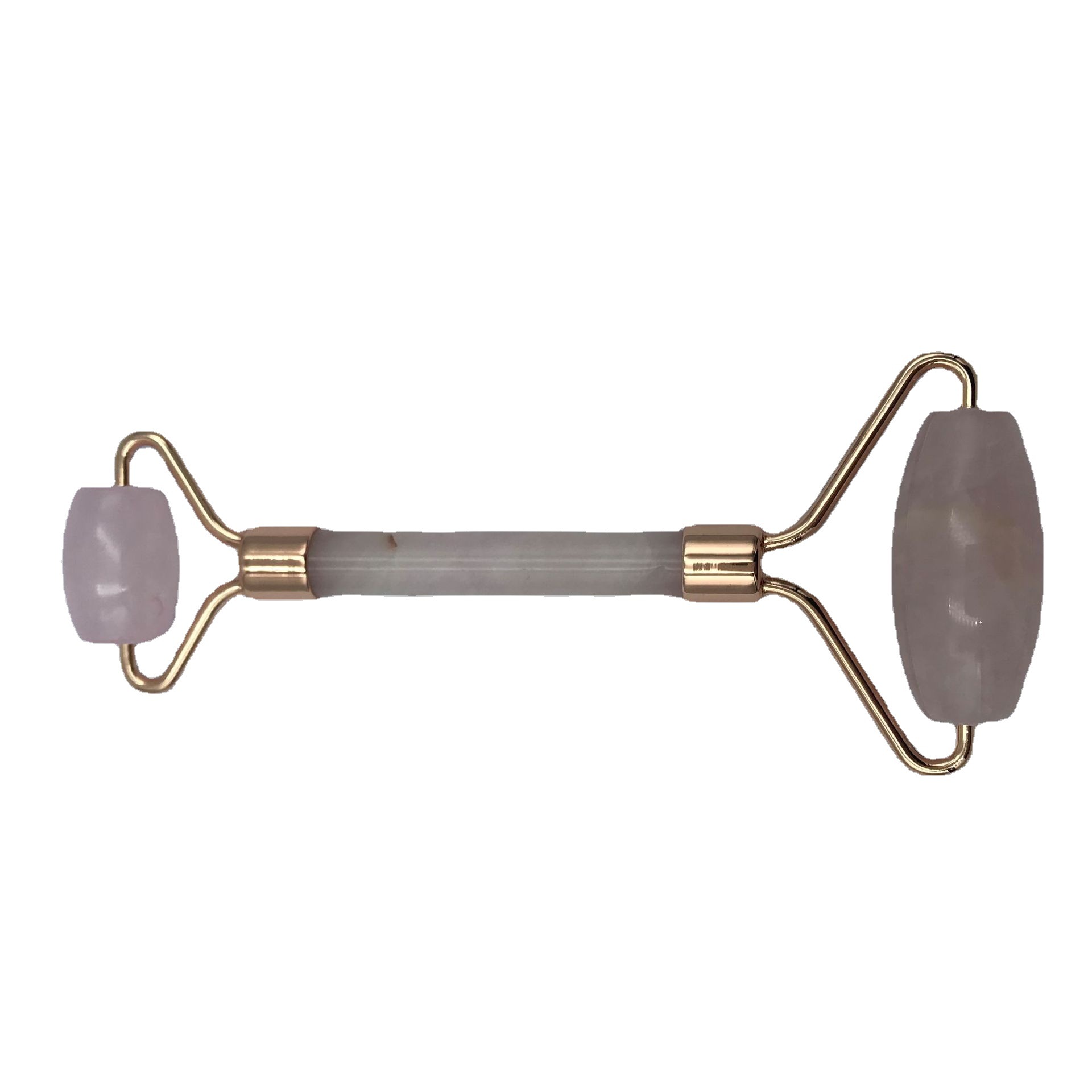 金属支架玉石粉晶石双头瘦身美容脸部滚轮按摩棒 源头工厂