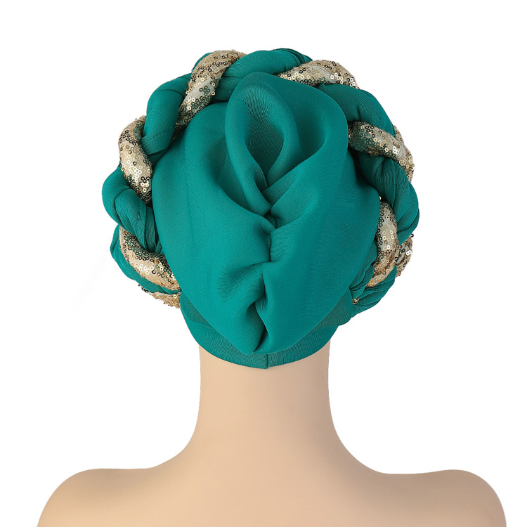 Cappello musulmano Cappello con treccia di paillettes a strati spazio Cappello africano alla moda_voghion.com