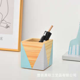 现代简约实木质木盒家居卧室客厅收纳笔筒多功能展示木盒