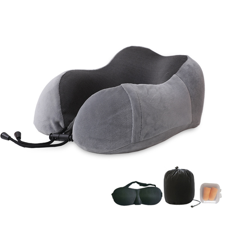 Algodón de memoria transfronteriza almohada de cuello tipo U almohada de columna cervical tela magnética almohada de avión de viaje portátil almohada de cuello almohada de cuello