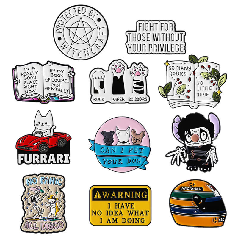 Set of Cross-Border Graffiti Luggage Decoration Amazon Series Style Geometric Brooch Collar Pin Metal Badge