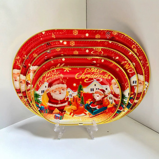 Christmas Party Supplies Dinner Plate New Gold Rim Plate Fruit Plate Amazon Export Christmas Plate Manufacturer Wholesale