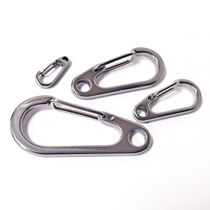 Tensile-Resistant Mountaineering Hook Buckle Stainless Steel Keychain Hardware Jewelry Luggage Metal Spring Buckle Pet Dog Buckle Accessories