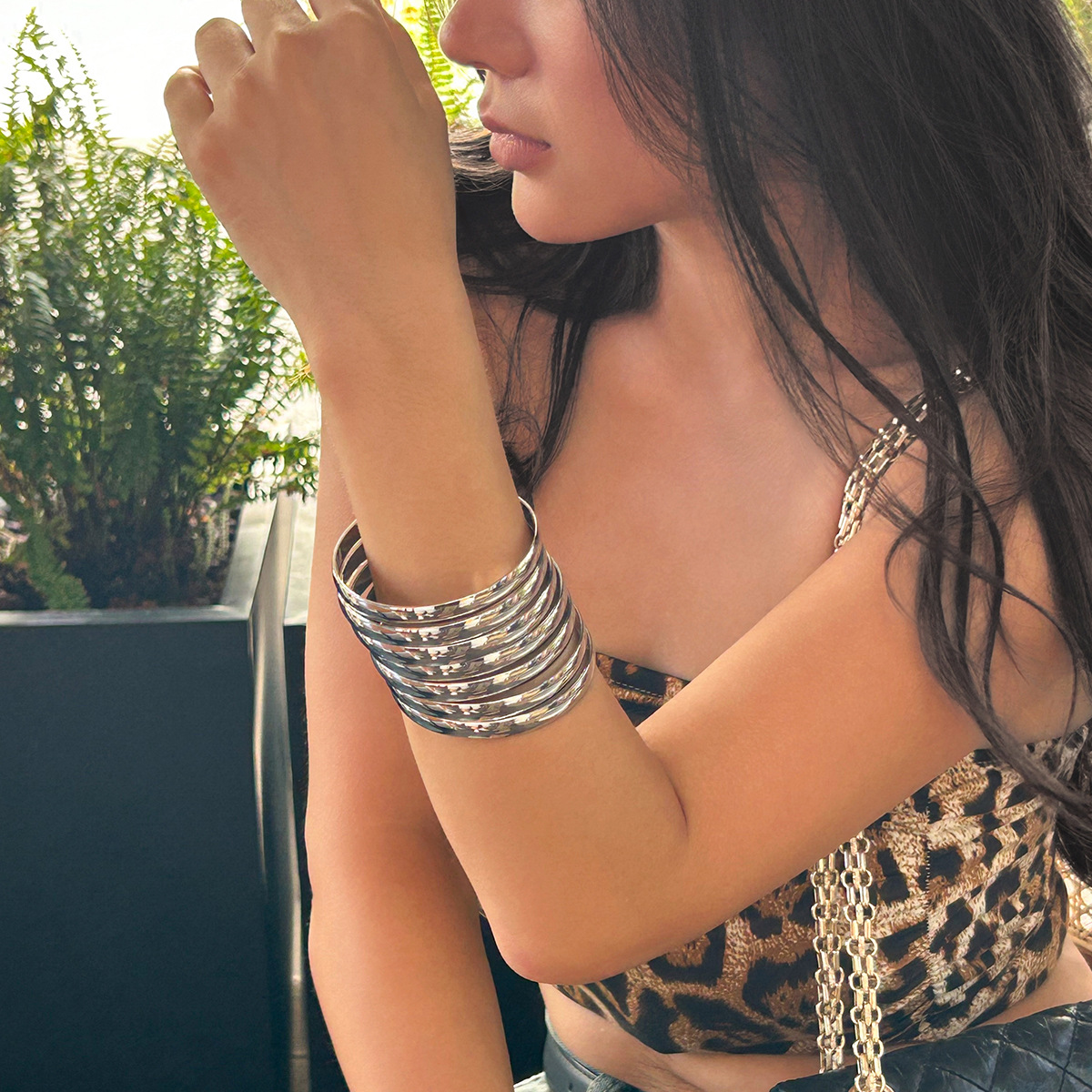 117g Weight Without pendants Pendant Material Bangle Classification Iron Chain Material 1 Set Quantity Holiday, Daily Occasion Iron Material Geometric Pattern Women's Gender Plating Design Retro, Simple Style Style Retro Simple Style Geometric Iron Wholesale Bangle 13