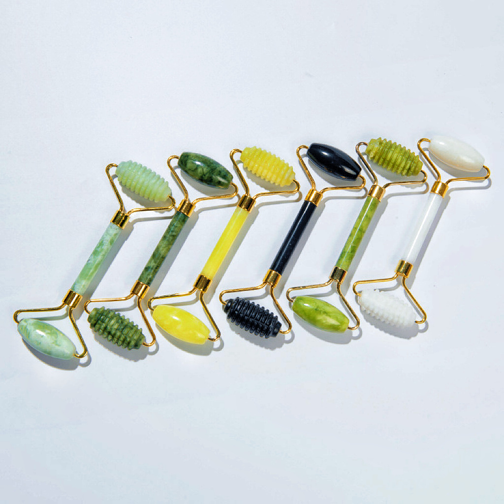 Jade Beauty Stick Set Jiao Yan Jade Double Wheel Punch Roller Massager Jade Masaje Facial Comercio Exterior Transfronterizo