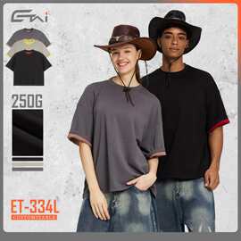 ETAI男装|潮牌双面穿撞色t恤短袖男夏季高品质多色系boxy男士短袖
