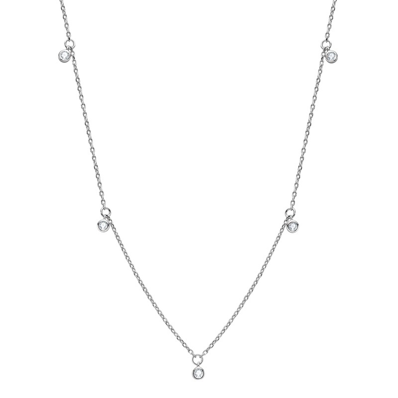 2024 Comercio exterior nuevo europeo y americano de lujo de alto grado moissanite collar femenino estrellado s925 plata esterlina Cadena de hueso al por mayor