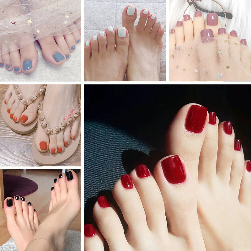 Hot Sale Solid Color Toenail Nail Finish Jelly Gel Short Fake Nail Patch Toenail Wear Nail Piece