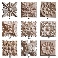 Dongyang Wood Carving Solid Wood Inlaid European Furniture Sticker Square Flower Tile Roman Column Block Wholesale and Retail Direct Selling