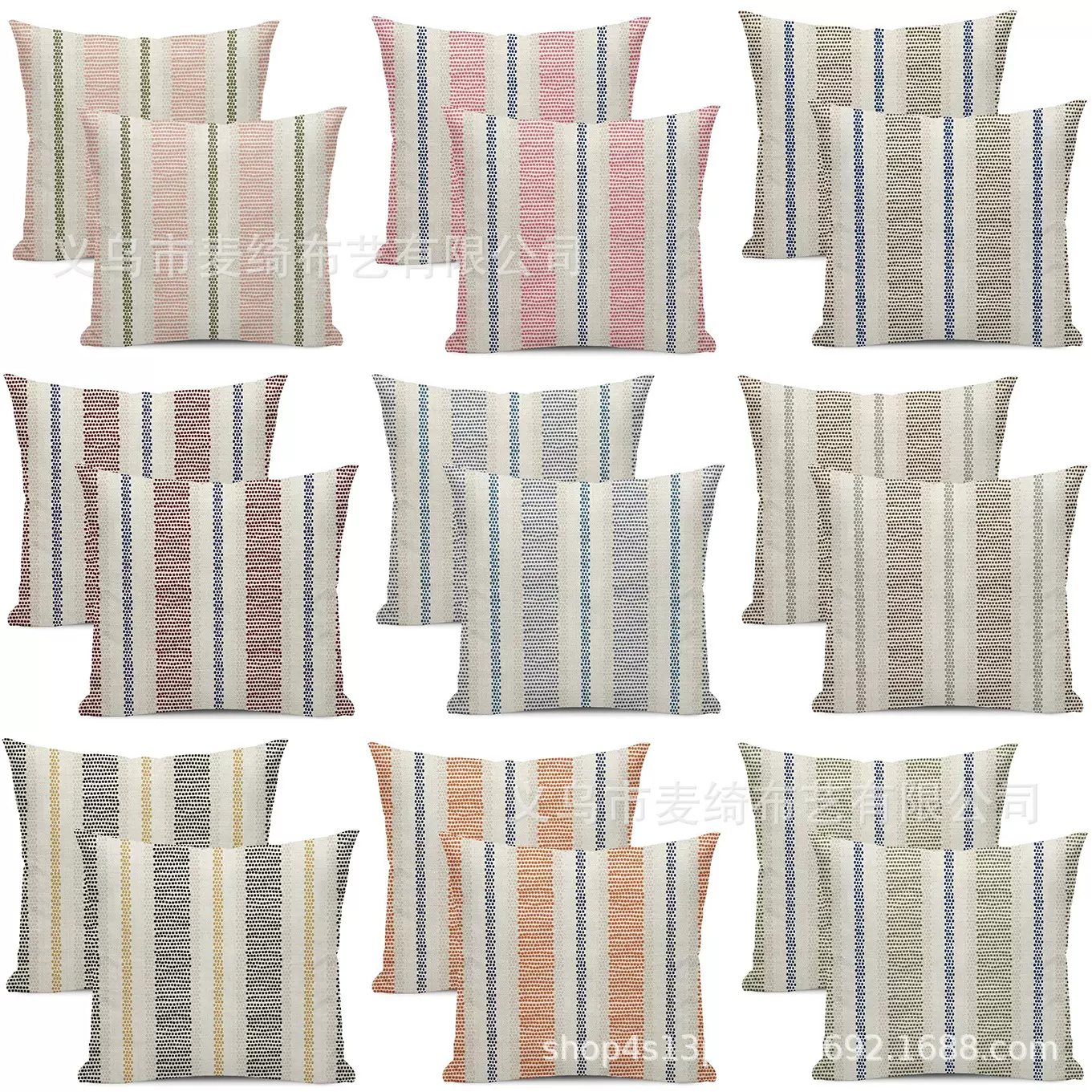 跨境热销条纹波点抱枕套亚麻印花抱枕套家居氛围装饰沙发抱枕套