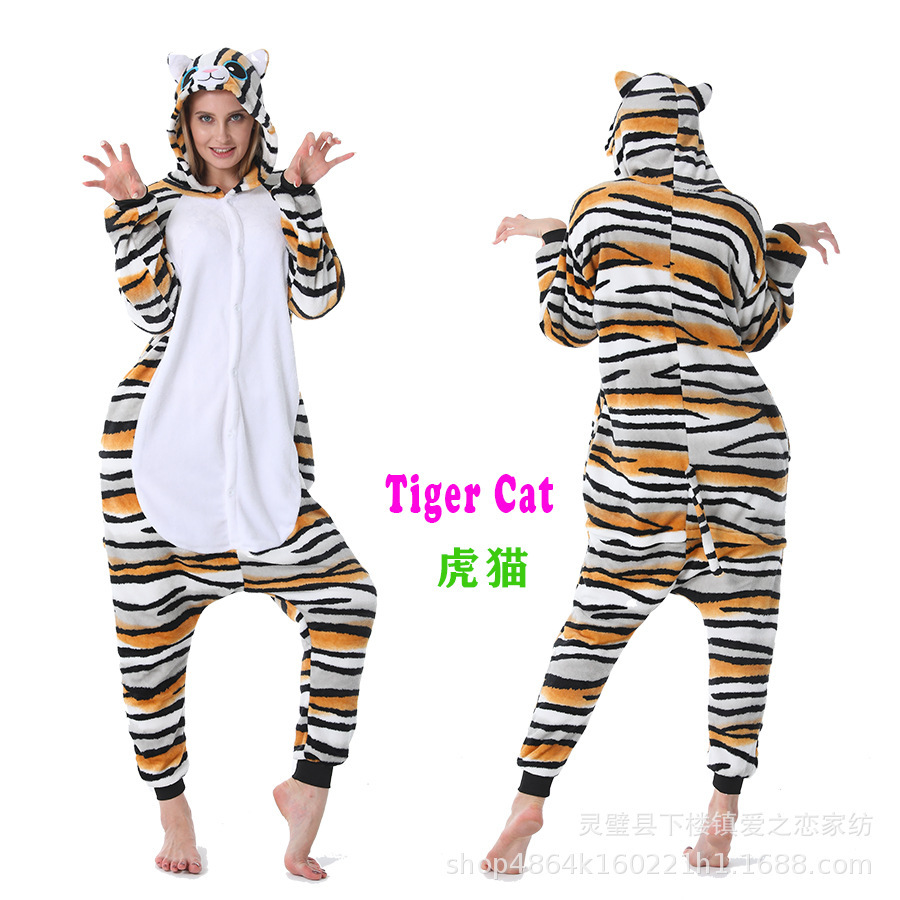 Transfronteriza de dibujos animados de una sola pieza pijamas de franela animal de invierno engrosada transfronteriza dinosaurio Tianma Tigre unicornio